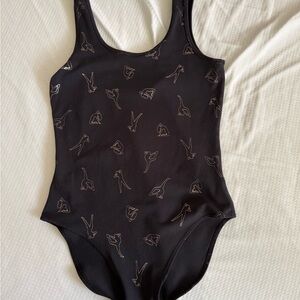 American apparel size M black with Abstract Line Art bodysuit
